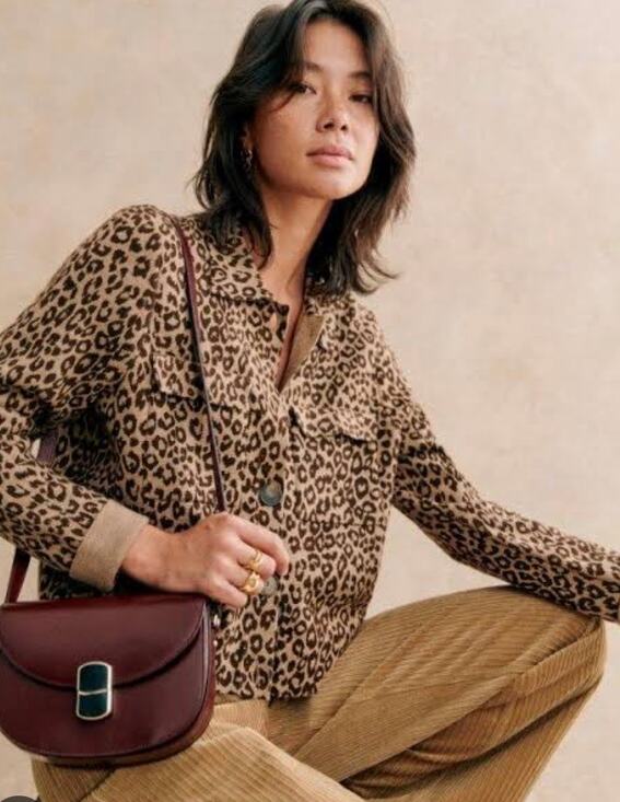 Sezane Sweaters - Sezane Merino Wool Betty Button Down Cardigan Leopard Size Small